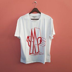Moncler Men Logo Print White T-Shirt